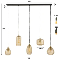 Hanglamp smoked bruin glas - Santa Stripe