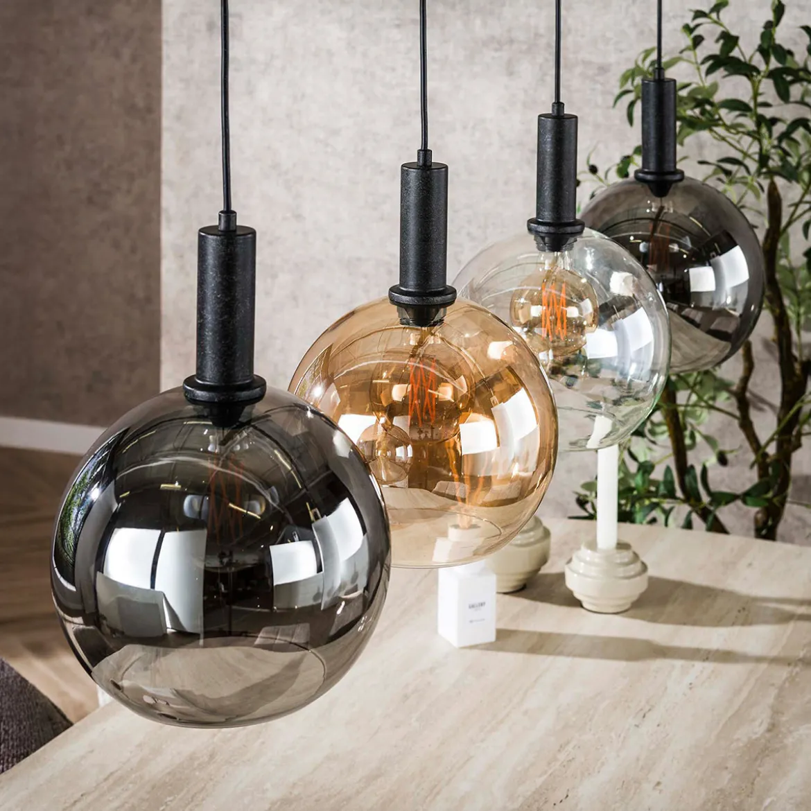 Hanglamp tricolore 4-lichts zwart - Santa Sfera