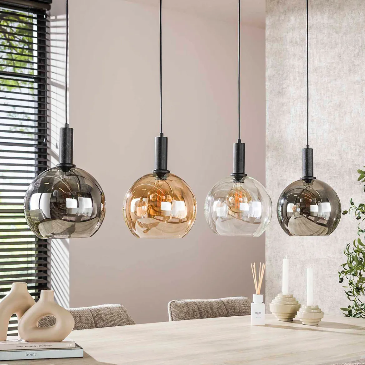 Hanglamp tricolore 4-lichts zwart - Santa Sfera
