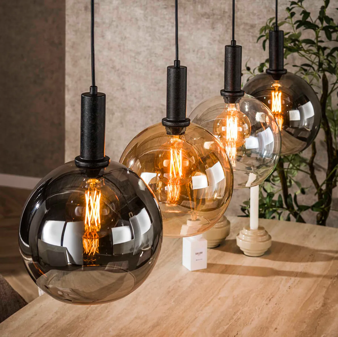 Hanglamp tricolore 4-lichts zwart - Santa Sfera