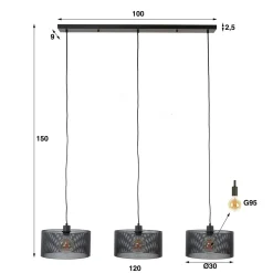 Hanglamp zwart gaas - Santa Mesh Round