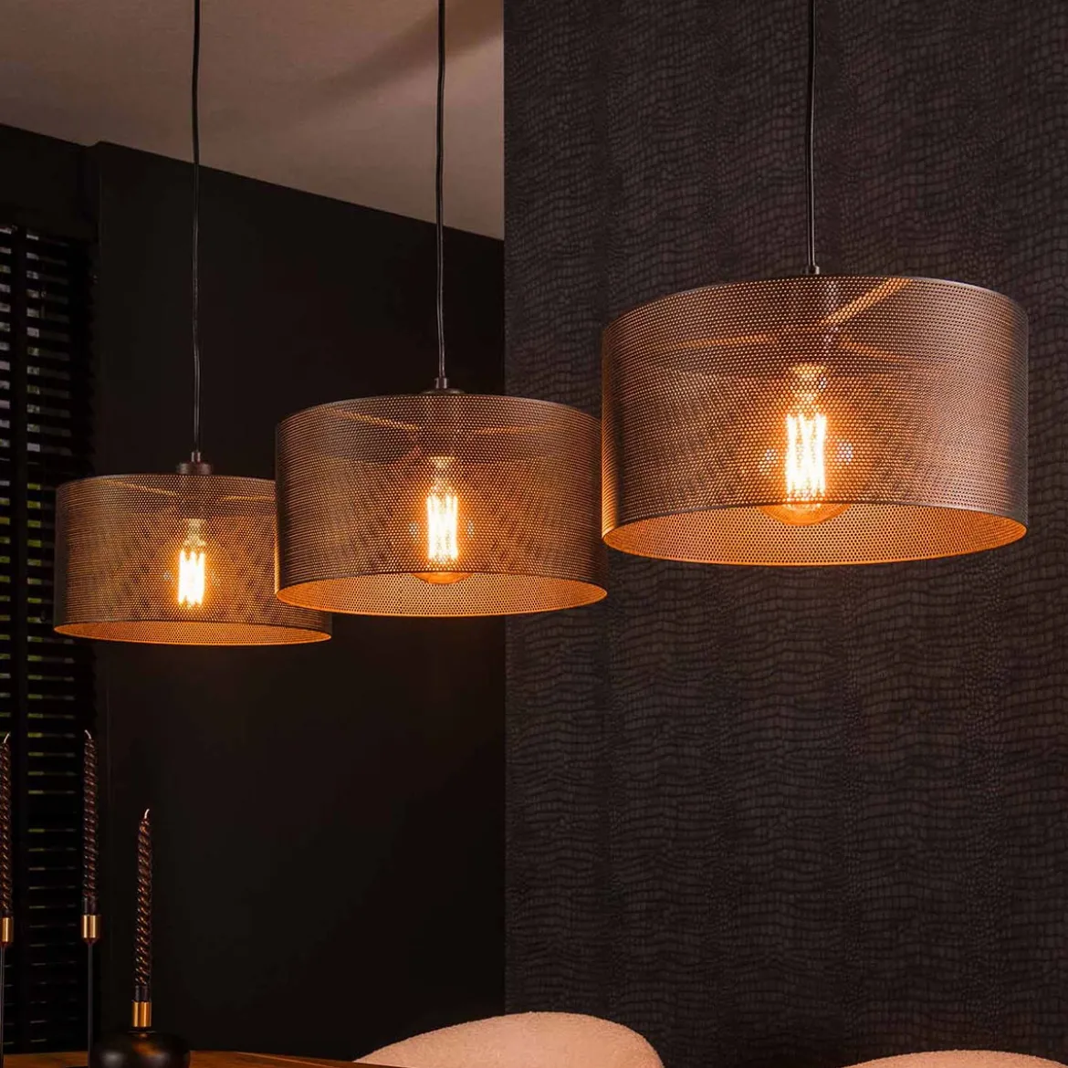 Hanglamp zwart gaas - Santa Mesh Round