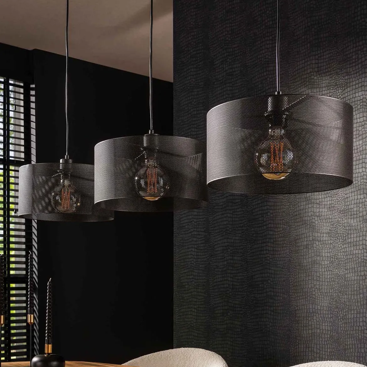 Hanglamp zwart gaas - Santa Mesh Round