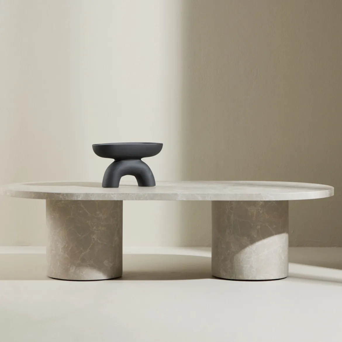 Hoge beige ovale salontafel - Lavis Narvik