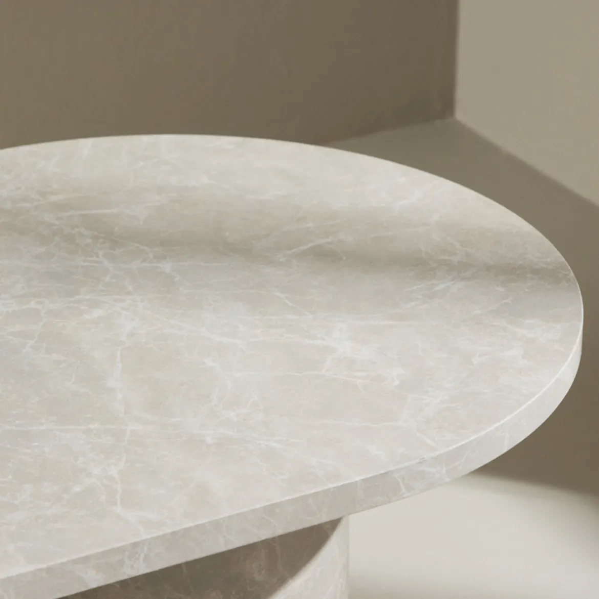 Hoge beige ovale salontafel - Lavis Narvik