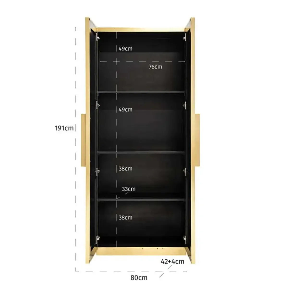 Hoge kast messing met ribbels - Richmond Interiors Ironville