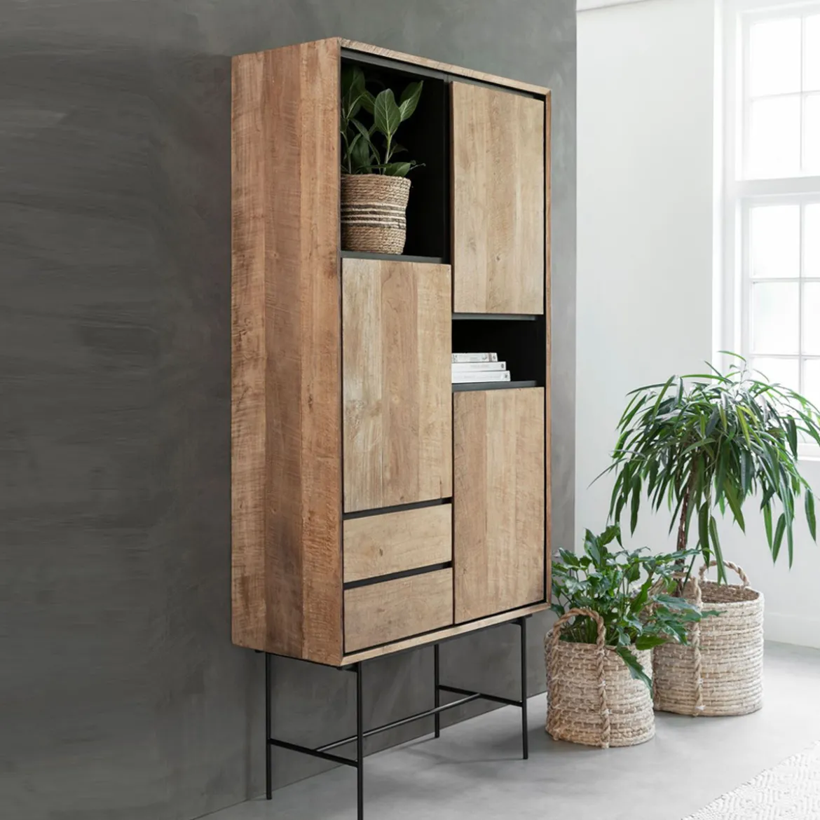 Hoge teak kast met vakken - DTP Home Metropole