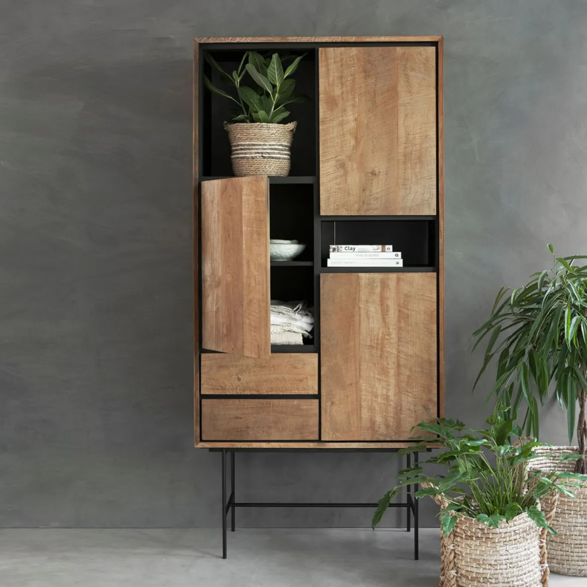 Hoge teak kast met vakken - DTP Home Metropole