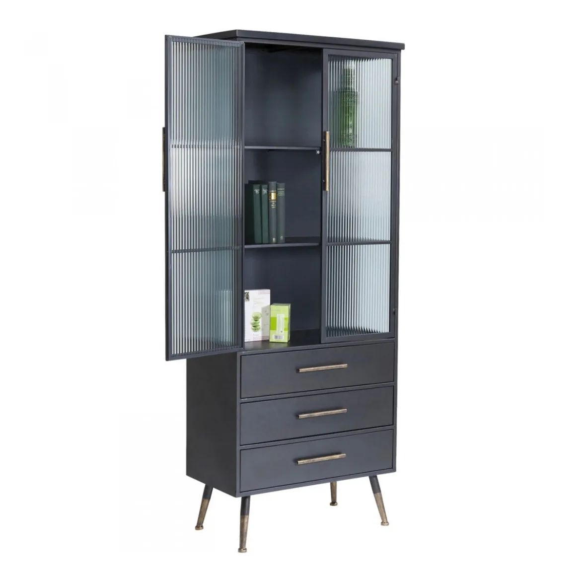 Hoge wandkast met ribbelglas - Kare Design Gomera
