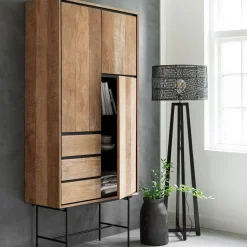 Hoge wandkast teakhout - DTP Home Metropole