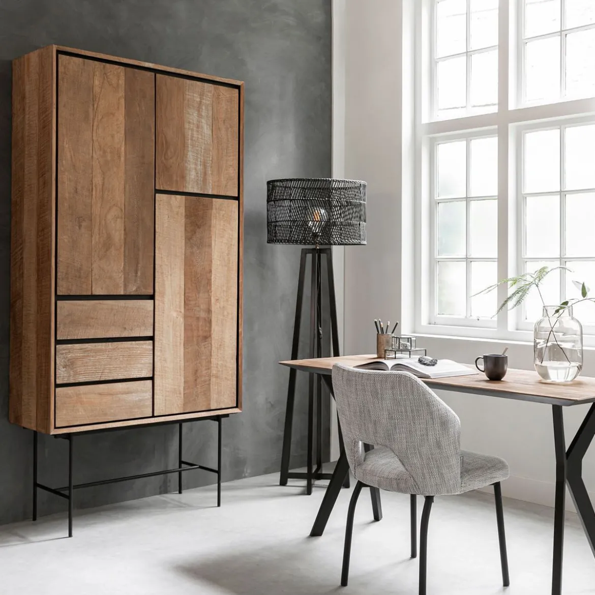 Hoge wandkast teakhout - DTP Home Metropole