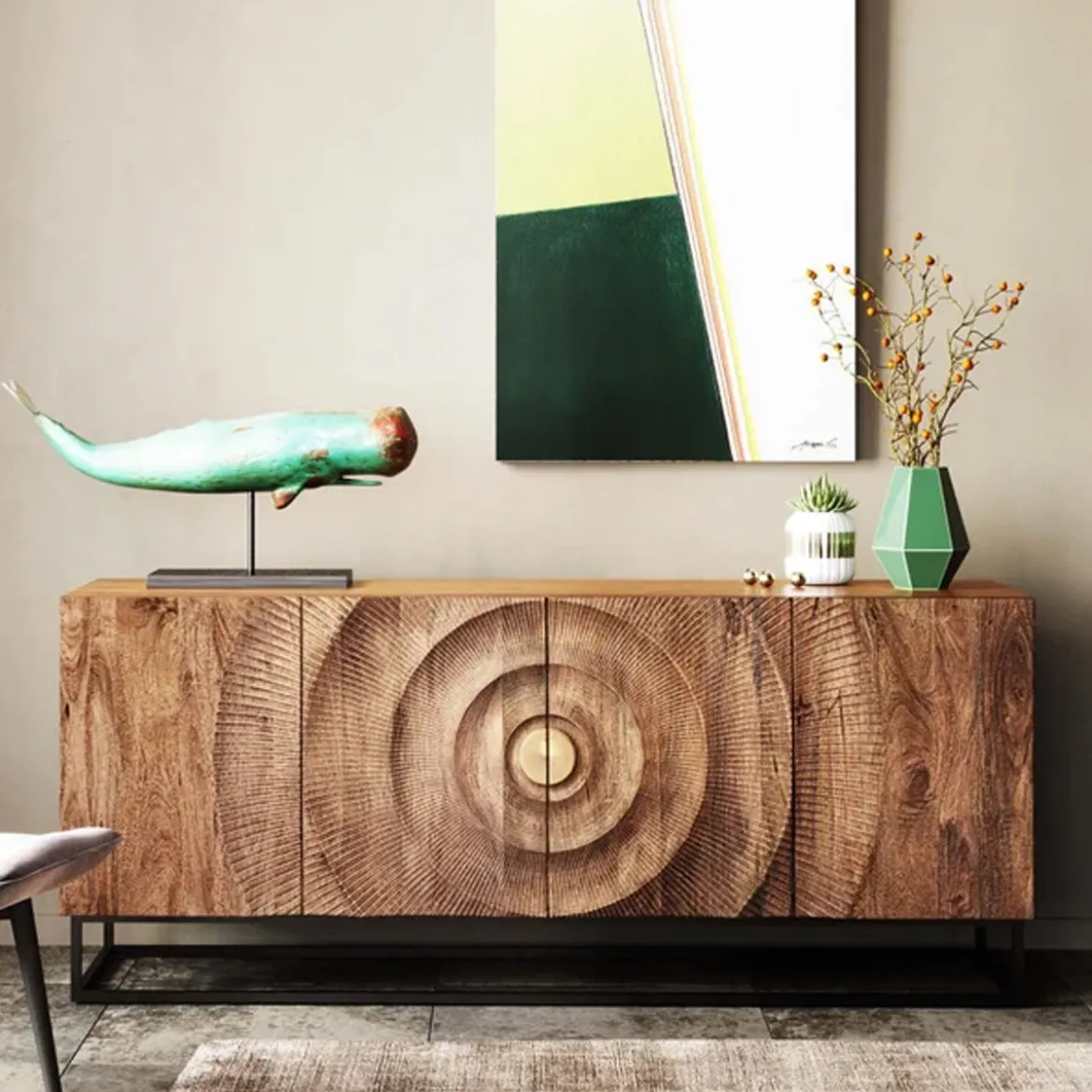 Houten dressoir met houtsnijwerk - Kare Design Madeira Bright