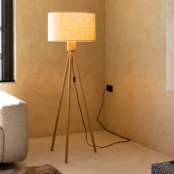 Houten driepoot vloerlamp - Zuiver Fan Bamboo