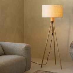 Houten driepoot vloerlamp - Zuiver Fan Bamboo