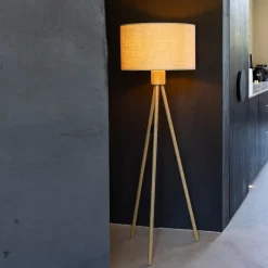 Houten driepoot vloerlamp - Zuiver Fan Bamboo