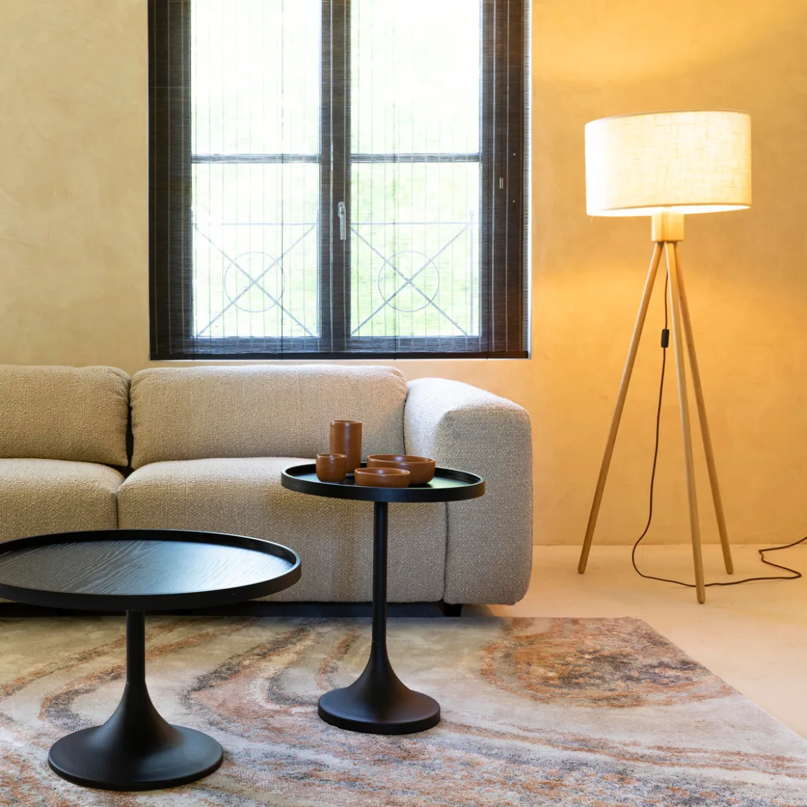 Houten driepoot vloerlamp - Zuiver Fan Bamboo