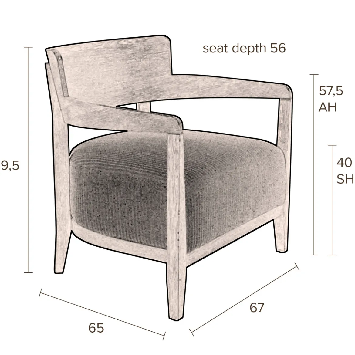 Houten fauteuil retro design - Dutchbone Duran