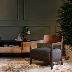Houten fauteuil retro design - Dutchbone Duran