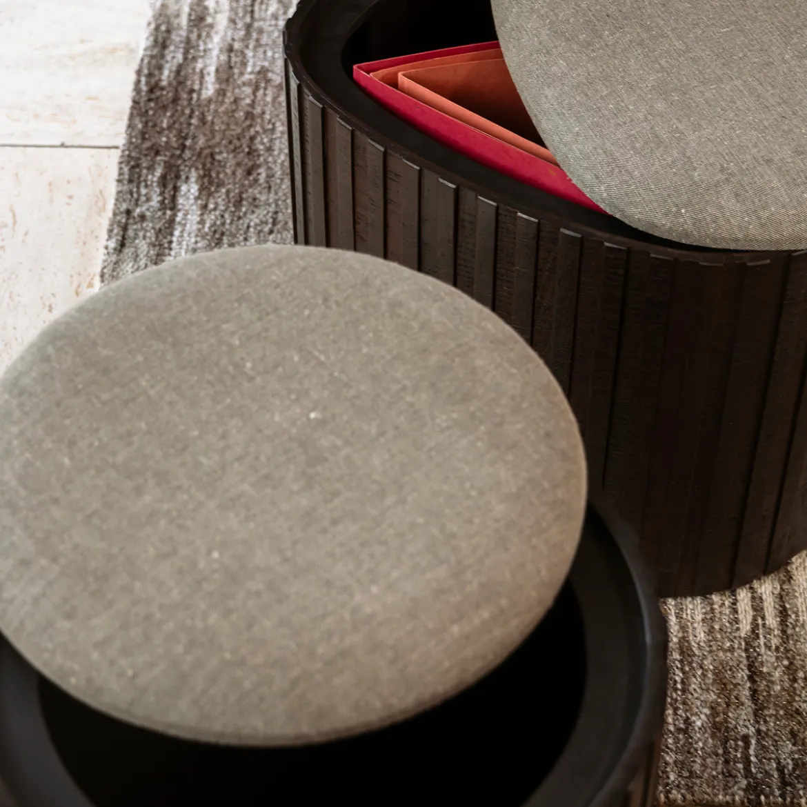 Houten hocker met opbergruimte - Dutchbone Bay Low