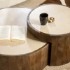 Hout en marmer salontafel set rond - Eleonora Hazel