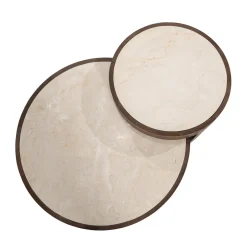 Hout en marmer salontafel set rond - Eleonora Hazel