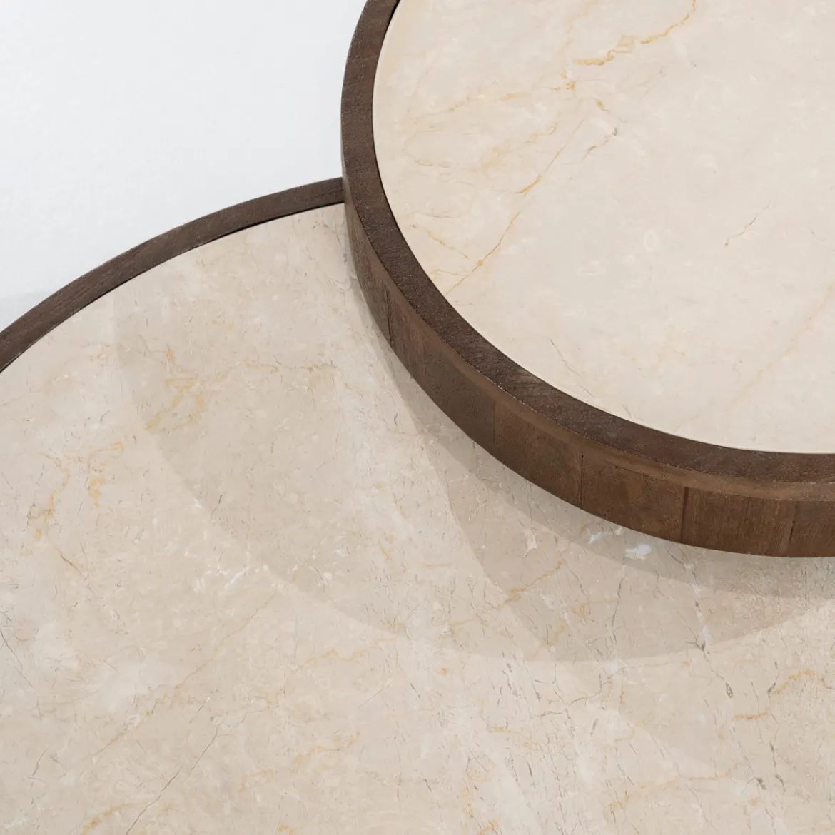 Hout en marmer salontafel set rond - Eleonora Hazel