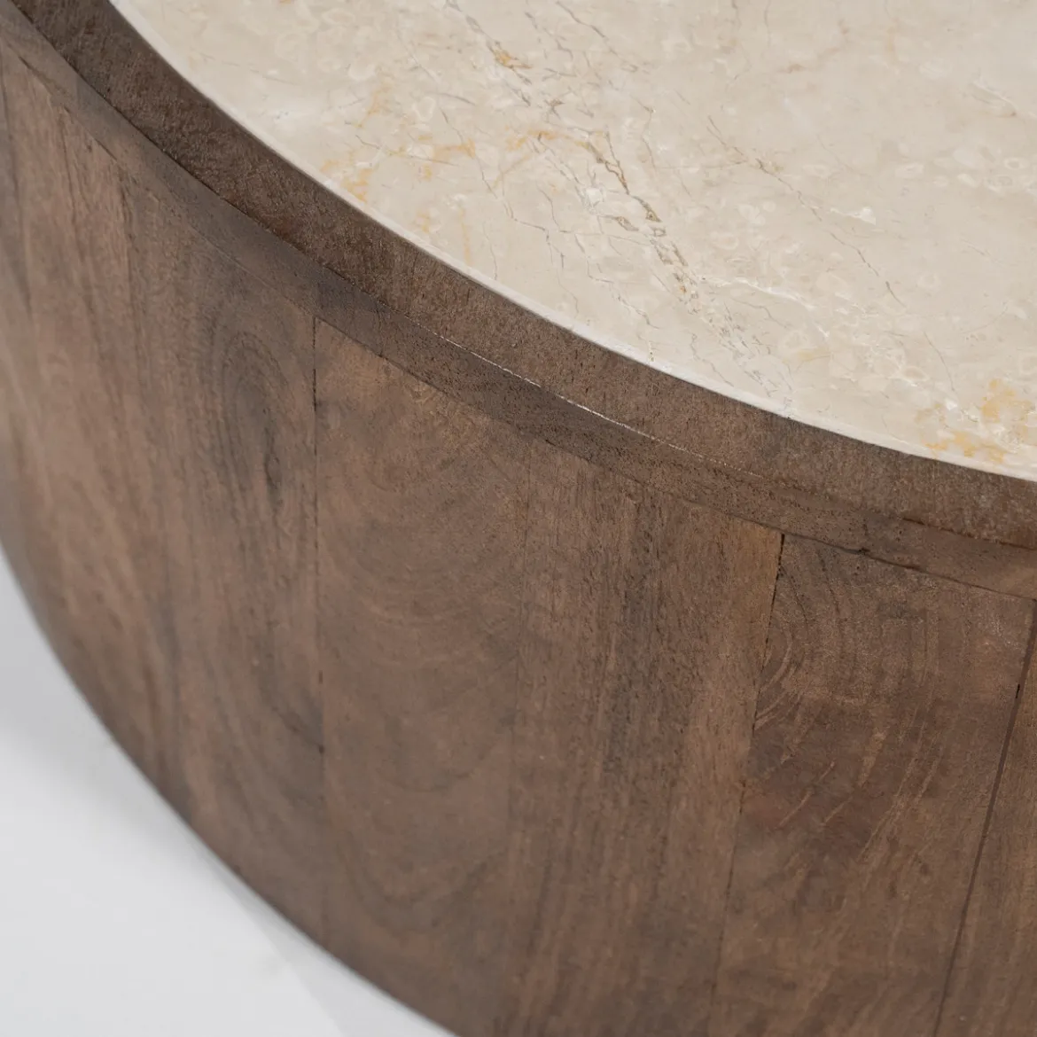 Hout en marmer salontafel set rond - Eleonora Hazel