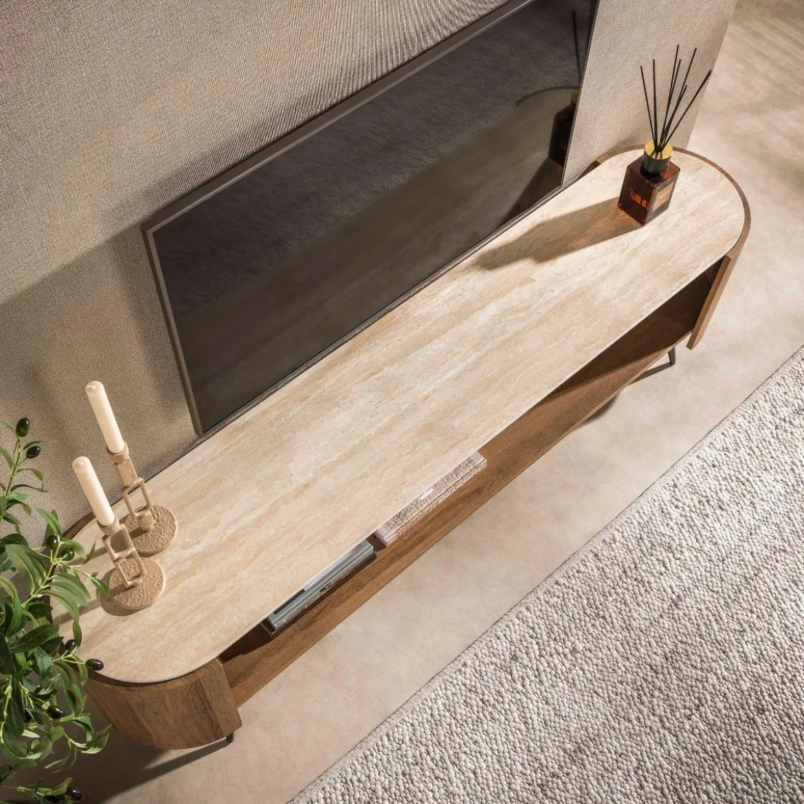 Houten TV-meubel met keramiek blad - Giani Arcus
