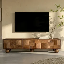 Houten tv-meubel uniek houtsnijwerk - Bodio Yemi