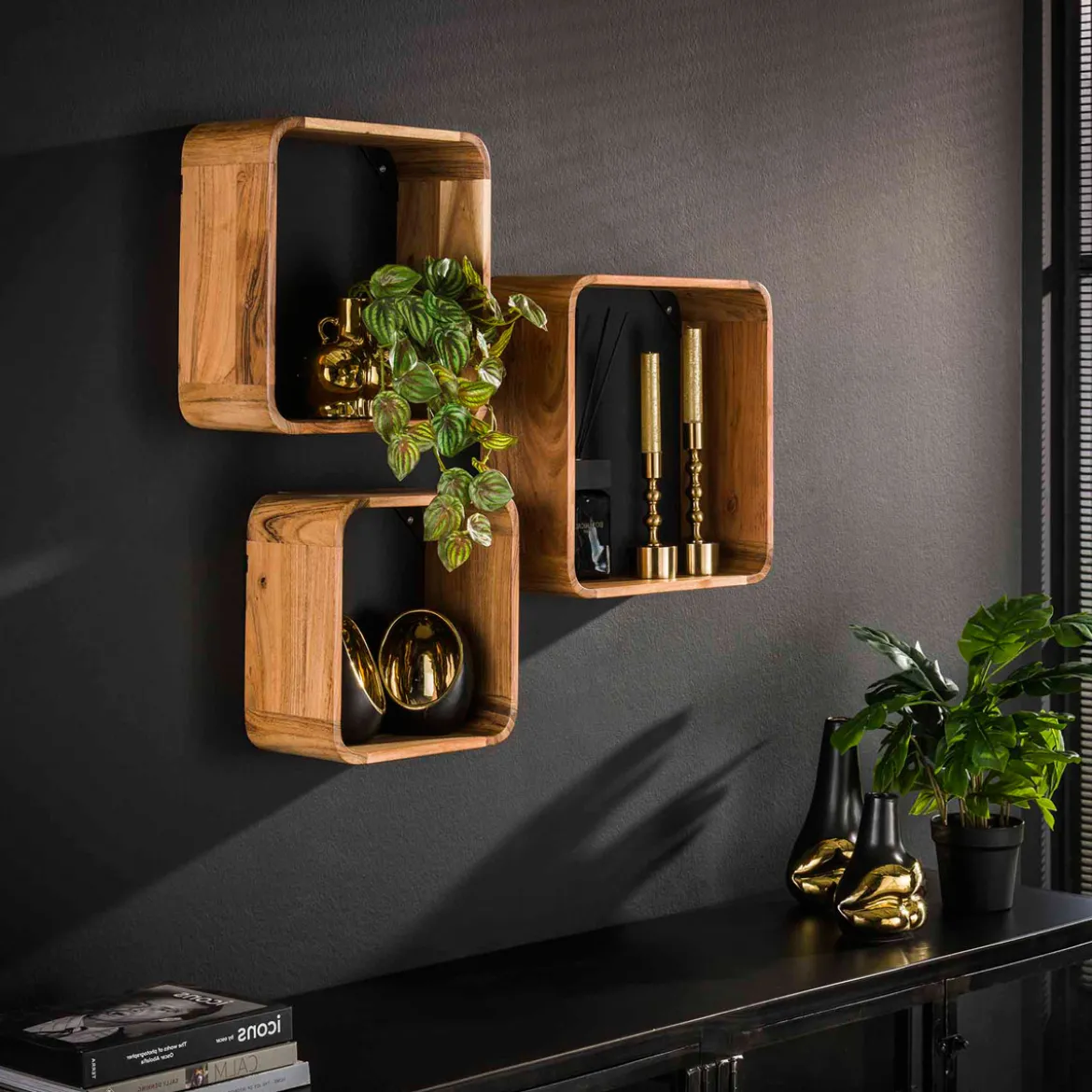 Houten wandschappen set van 3 - Giani Acacia Set