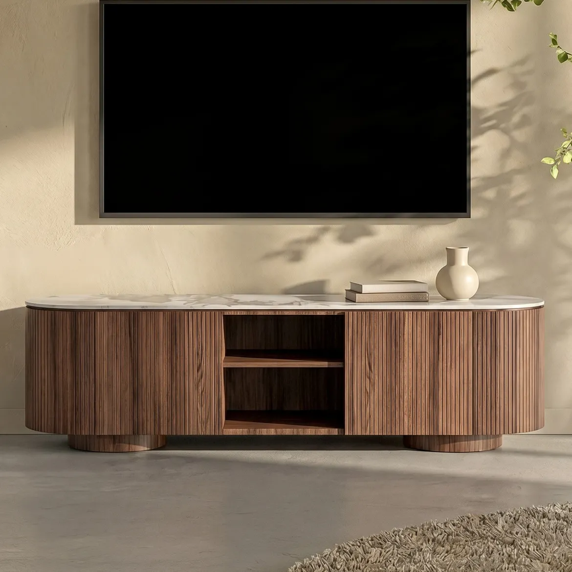 Hout TV-meubel met marmer - Kare Design Ruben