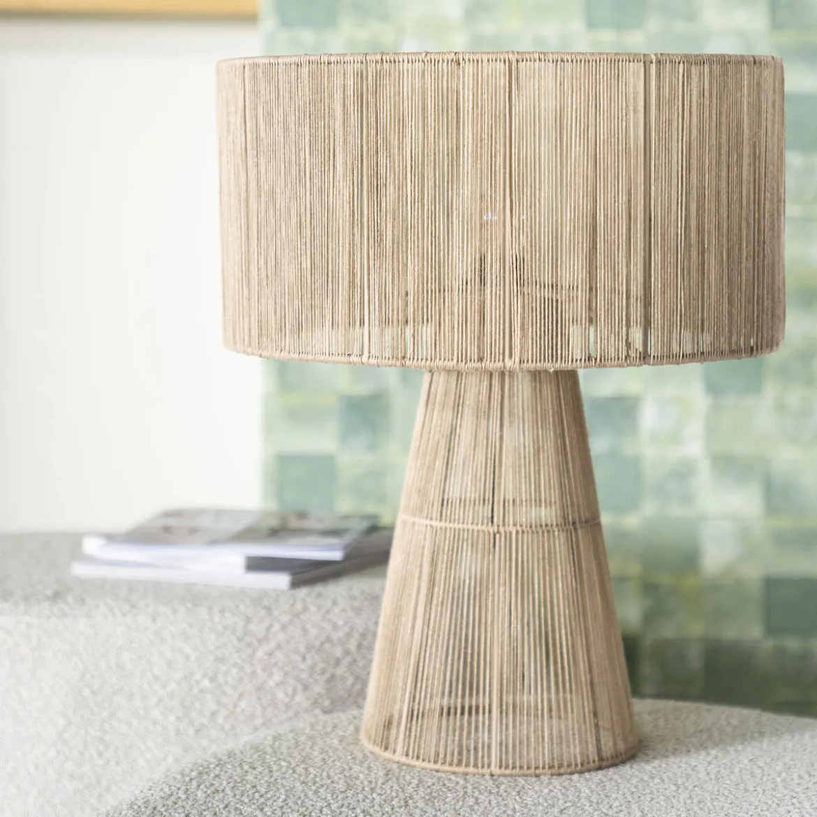 Ibiza tafellamp beige touw - By-Boo Oshu