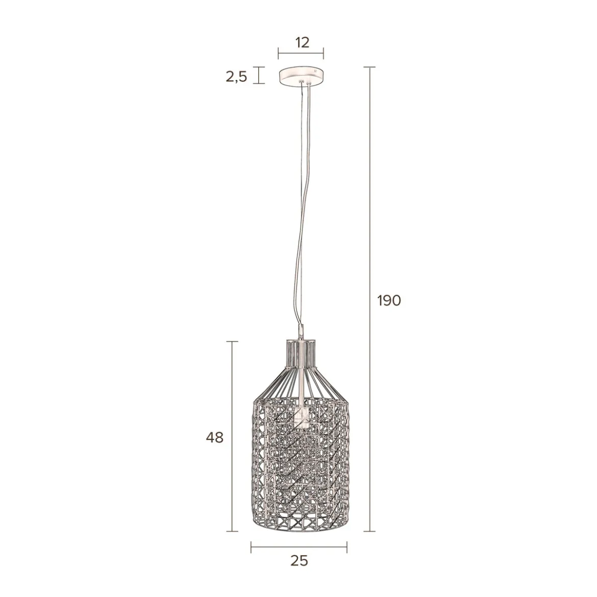 IJzeren hanglamp gaas - Dutchbone Jim Tall