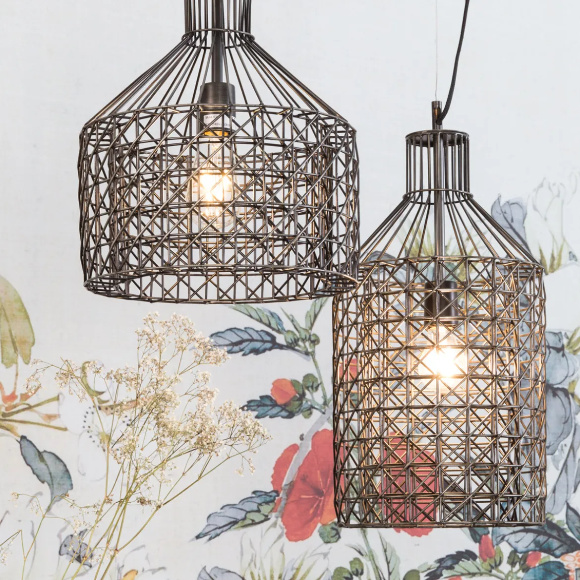 IJzeren hanglamp gaas - Dutchbone Jim Tall