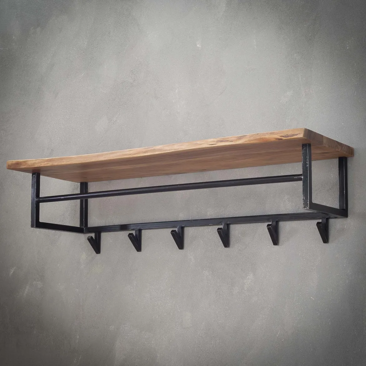Industriele kapstok zwart met hout - Santa Poca Edge
