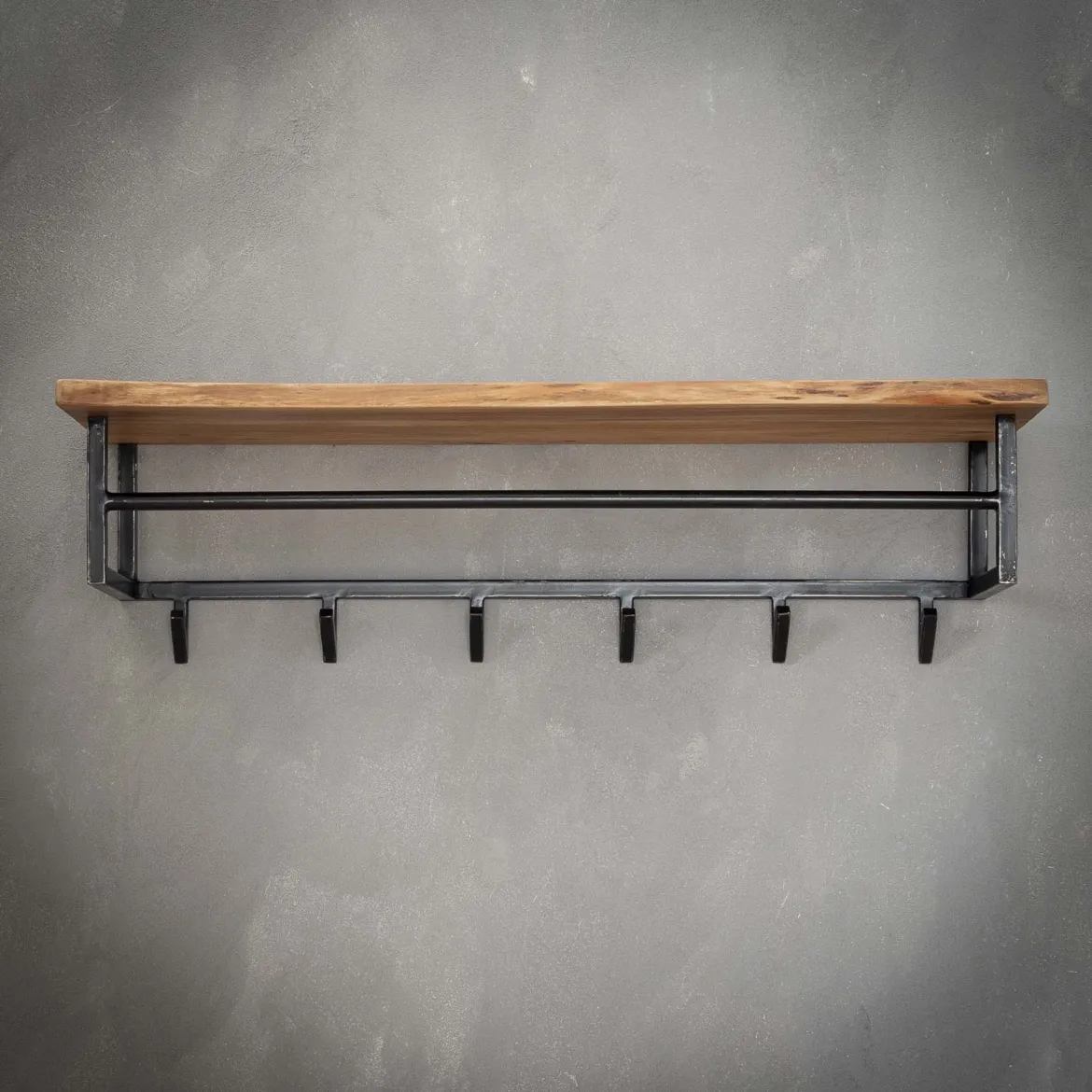 Industriele kapstok zwart met hout - Santa Poca Edge