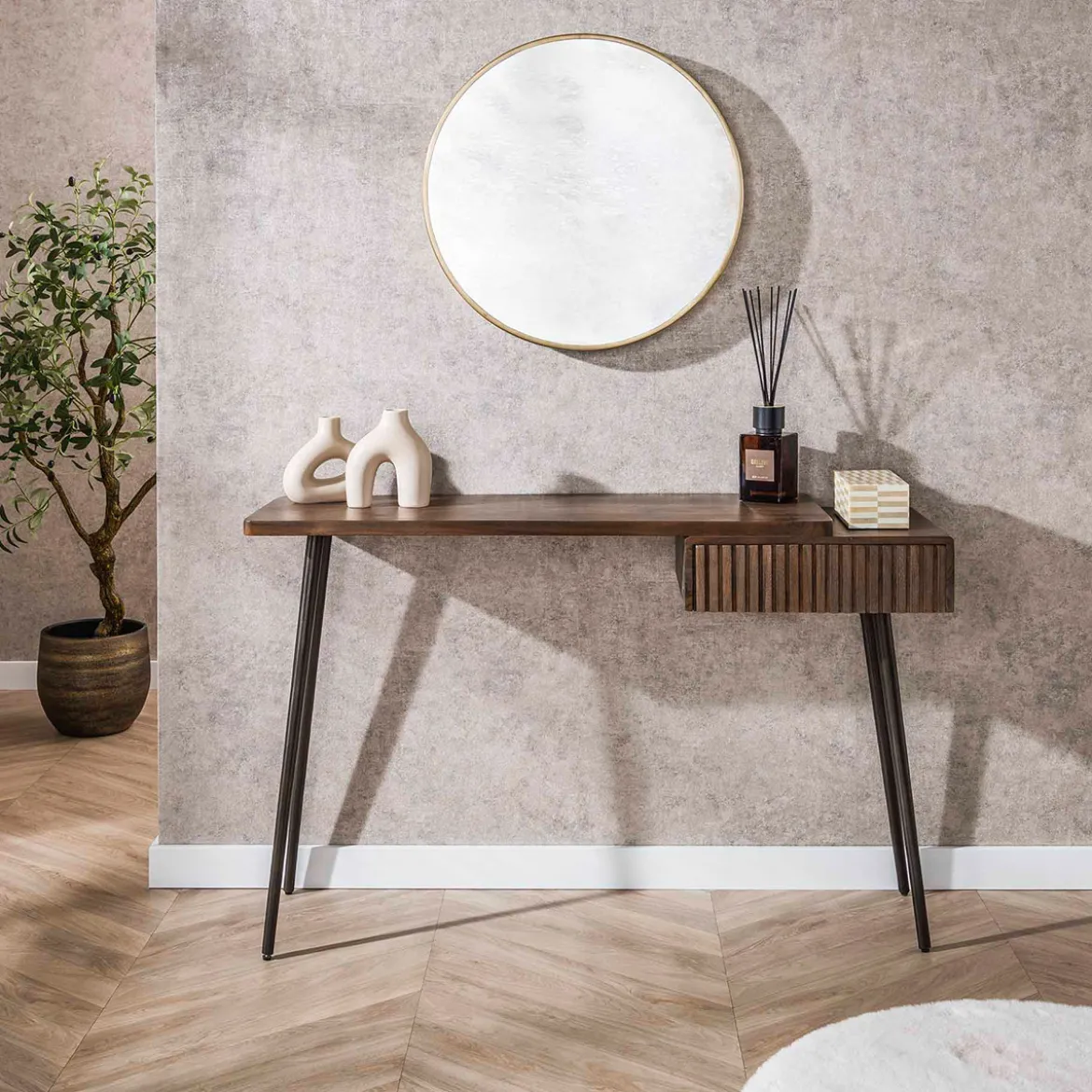 Kaptafel met een lade en metaal frame - Giani Carve