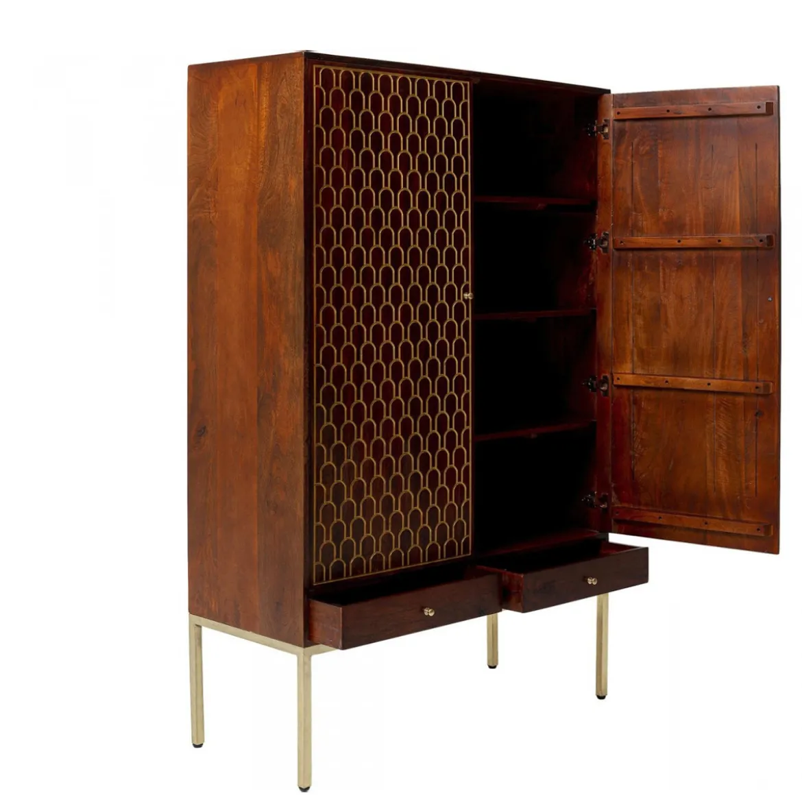 Kledingkast mangohout messing - Kare Design Muskat