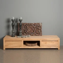 Laag tv-meubel teak - 2 lades - 180cm - Tower Living Corona