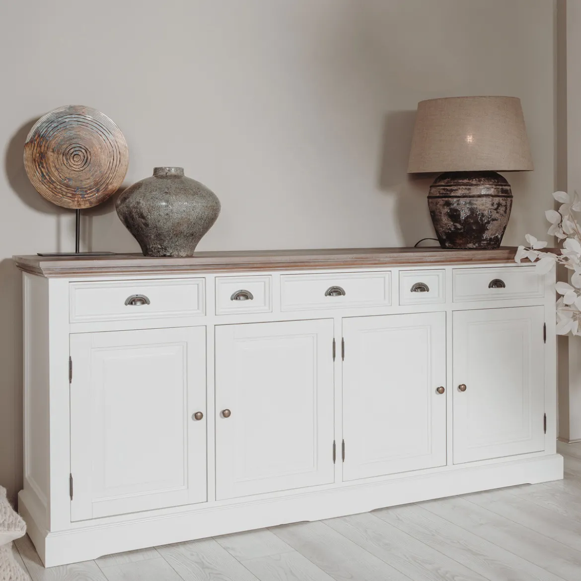 Landelijk dressoir wit 200 cm - Tower Living Fleur