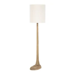 Linnen vloerlamp mangohouten voet - By-Boo Rine