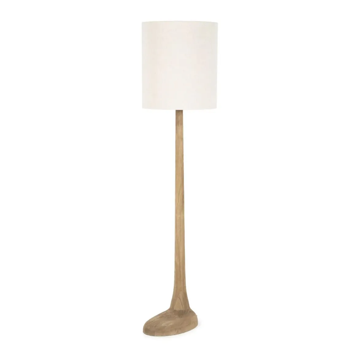 Linnen vloerlamp mangohouten voet - By-Boo Rine