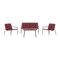 Loungeset dieprood met kussens - Lavis Fourni