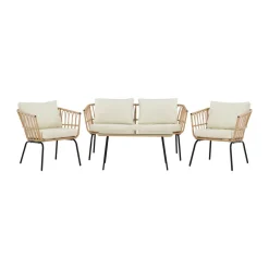 Loungeset met rattan en zwart frame - Lavis Ortigia