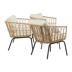 Loungeset met rattan en zwart frame - Lavis Ortigia