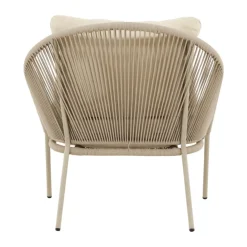 Lounge stoel gevlochten touw beige - Lavis Lindos