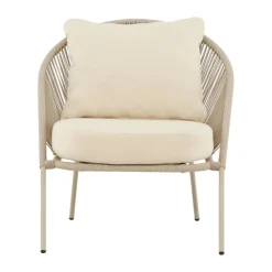 Lounge stoel gevlochten touw beige - Lavis Lindos