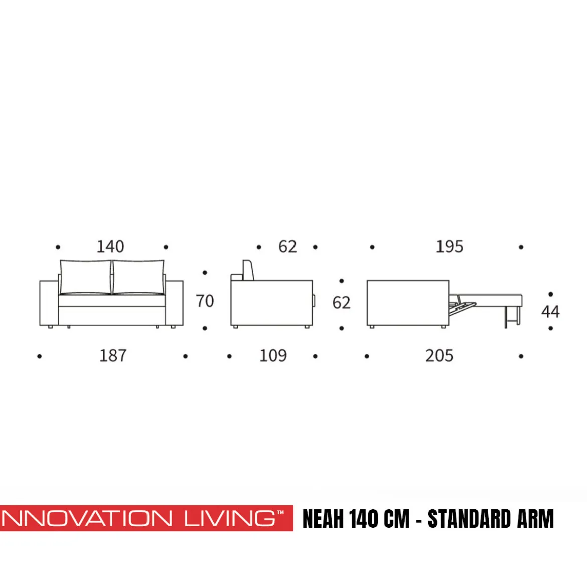 Luxe slaapbank 2-persoons - Innovation Living Neah 140 Standard Arm