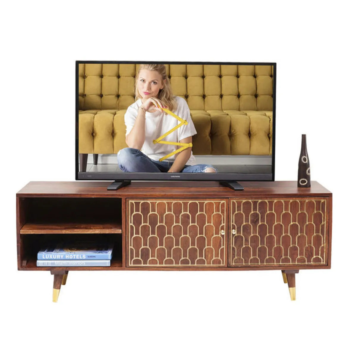 Mangohouten tv-meubel goud - Kare Design Muskat