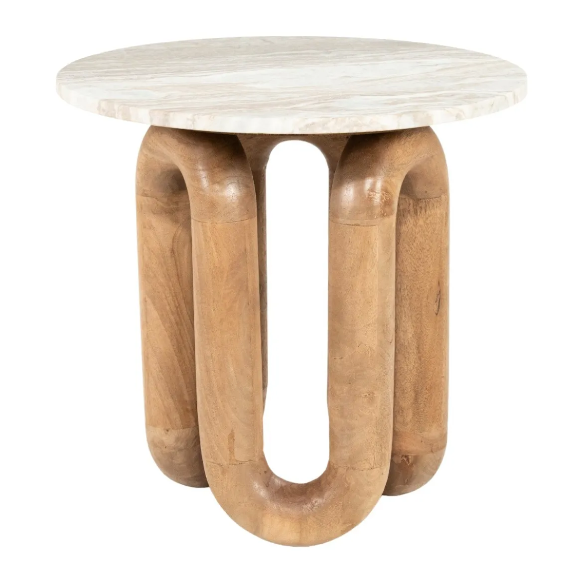 Marmere bijzettafel met hout - By-Boo LoopStone